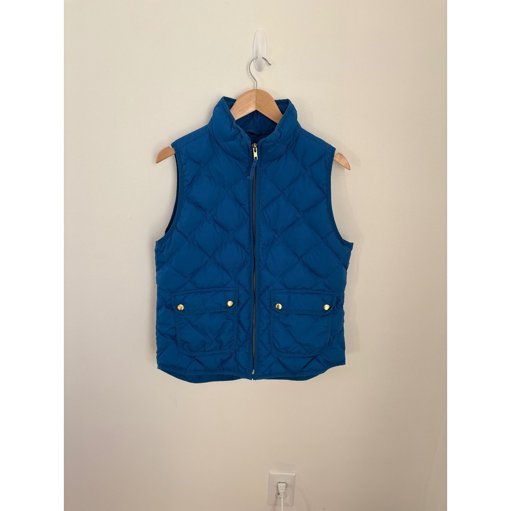 J.Crew‎ Excursion Quilted Puffer Vest Royal Blue Diamond Quilt Womens Medium